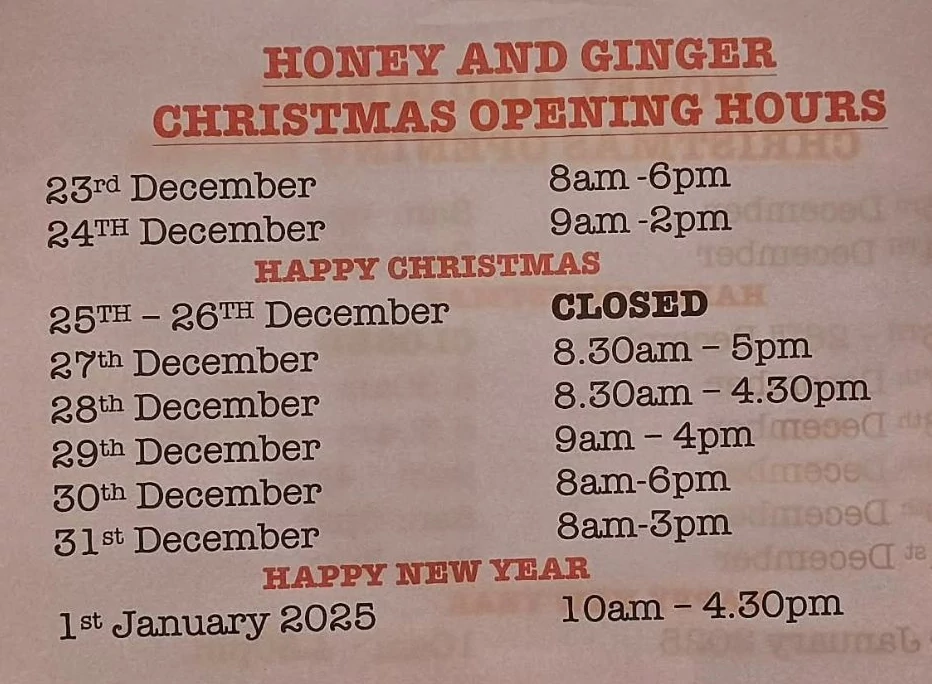 Christmas opening times