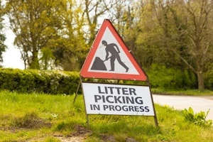 Litter Picking in progress sign